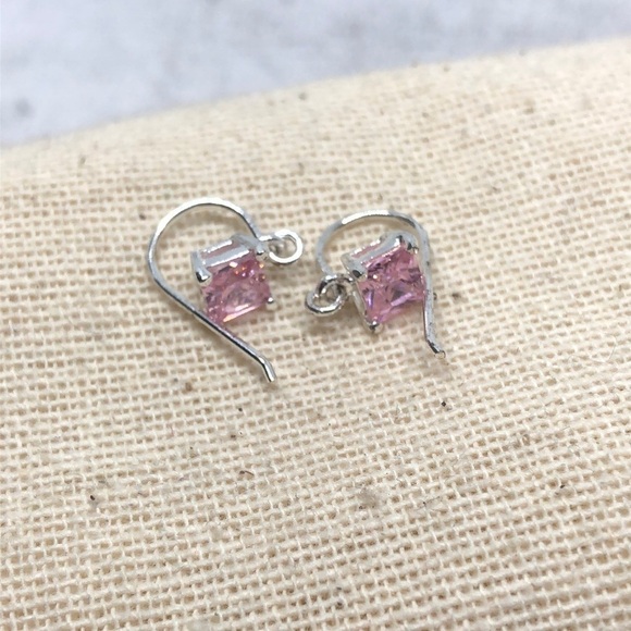 Sterling silver 925  pink earrings timeless style casual everyday fine jewelry. - Picture 3 of 7